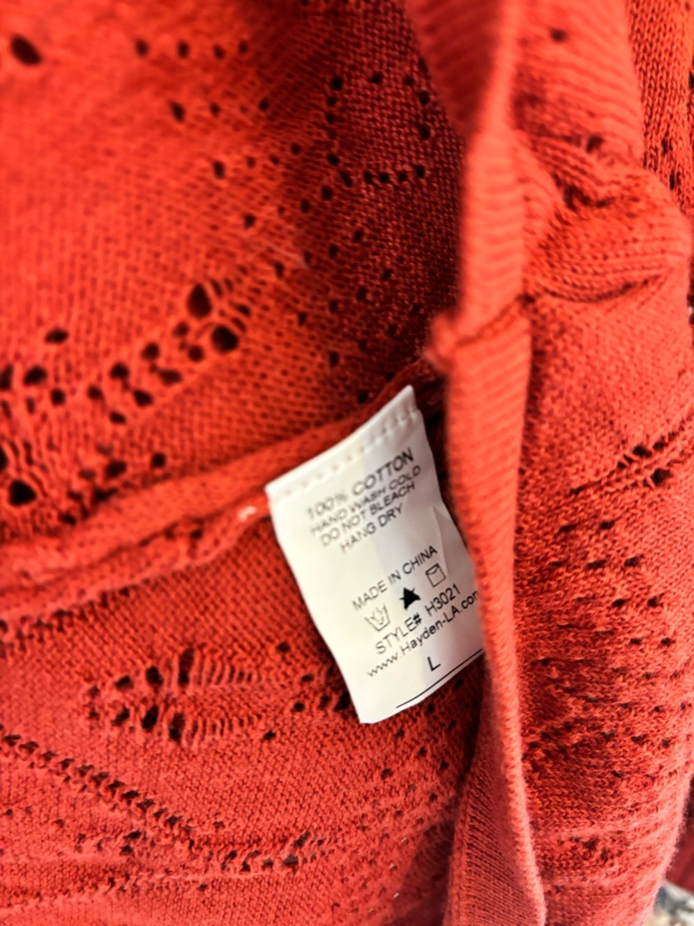 NWT Hayden Size L 100% Cotton Orange Knit Boho Tunic Embroidered Cottagecore - Picture 5 of 6